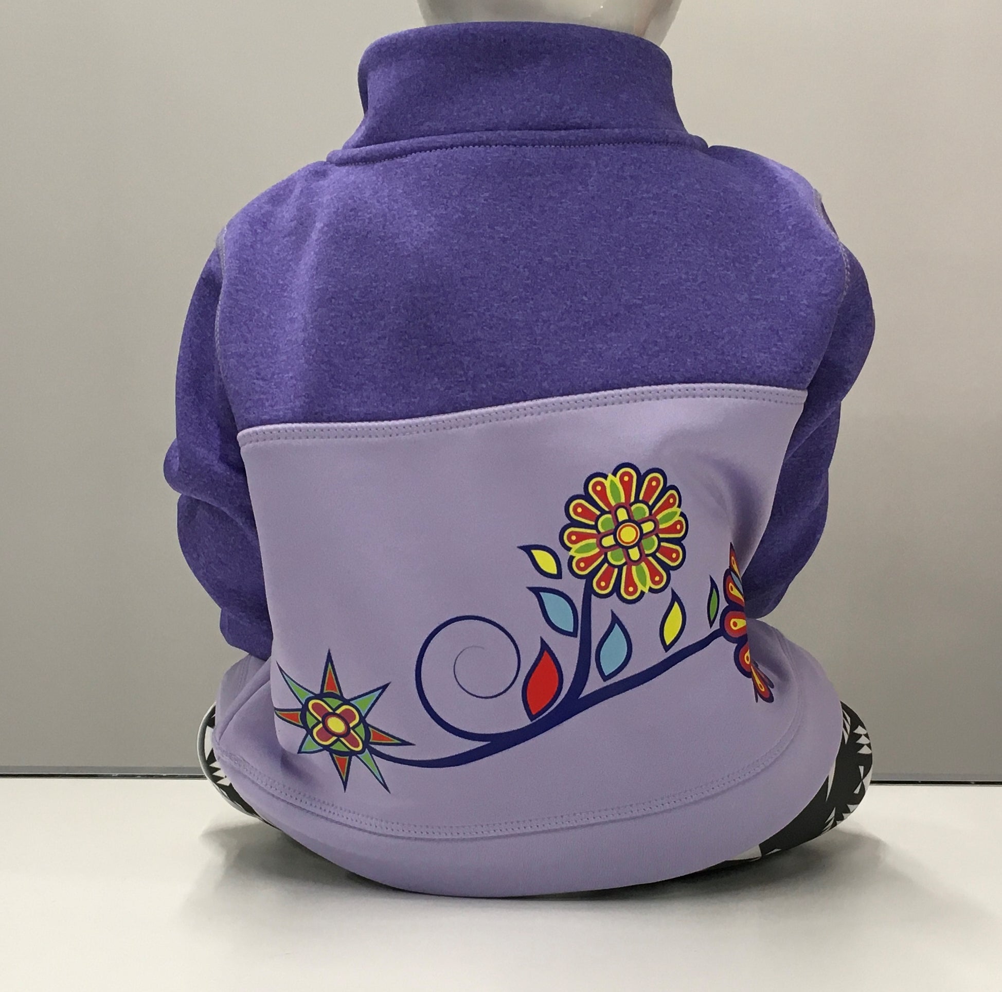 Purple Sweater with cobalt Fanfare Applique