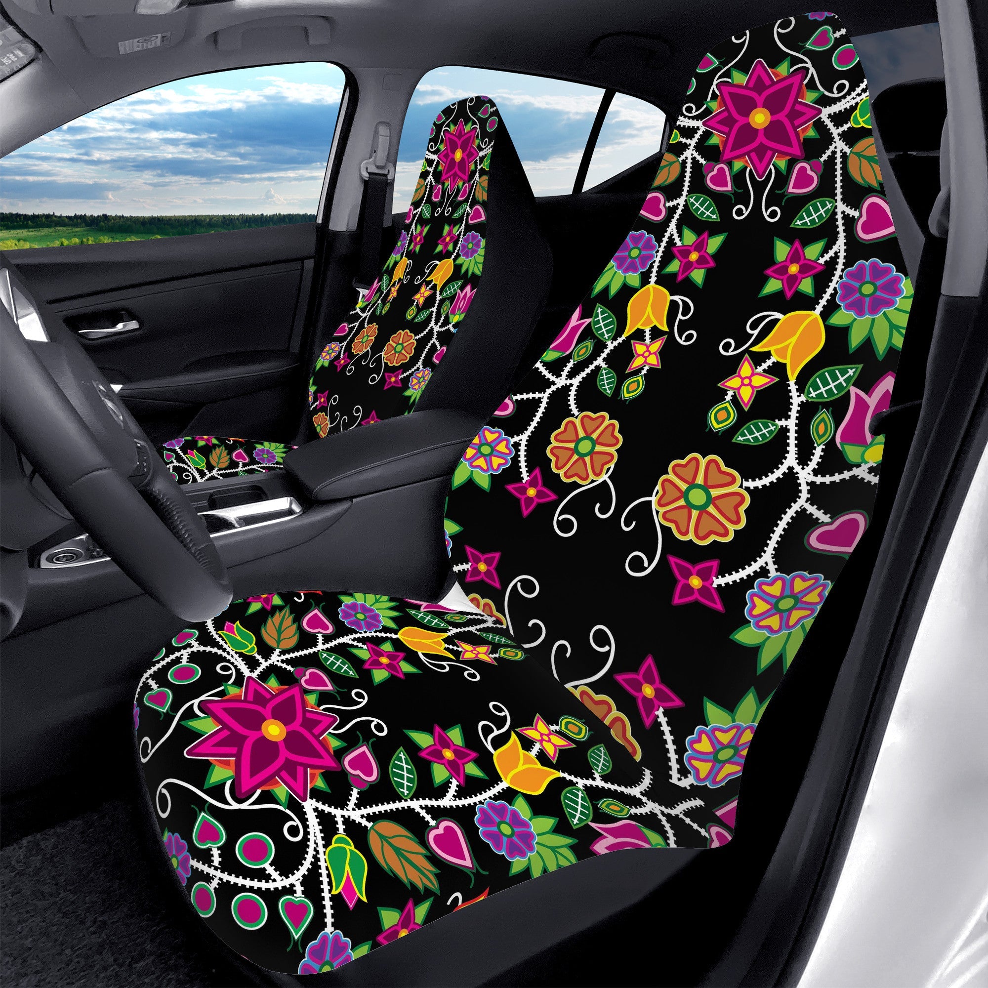 Floral Beadwork Seat Covers (Set of 2)