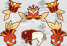 Load image into Gallery viewer, 11-inch Red Yellow Buffalo Stitches Transfer
