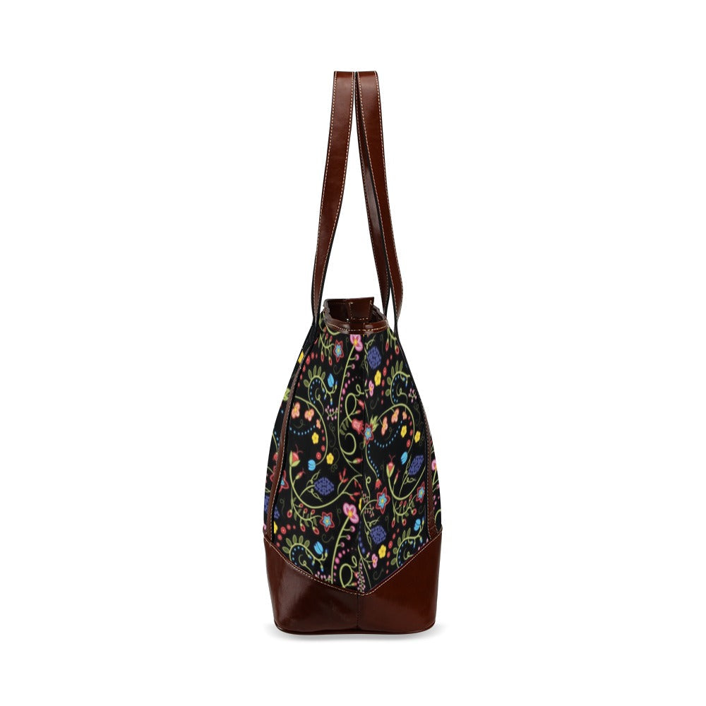 Fresh Fleur Midnight Tote Handbag (Model 1642)