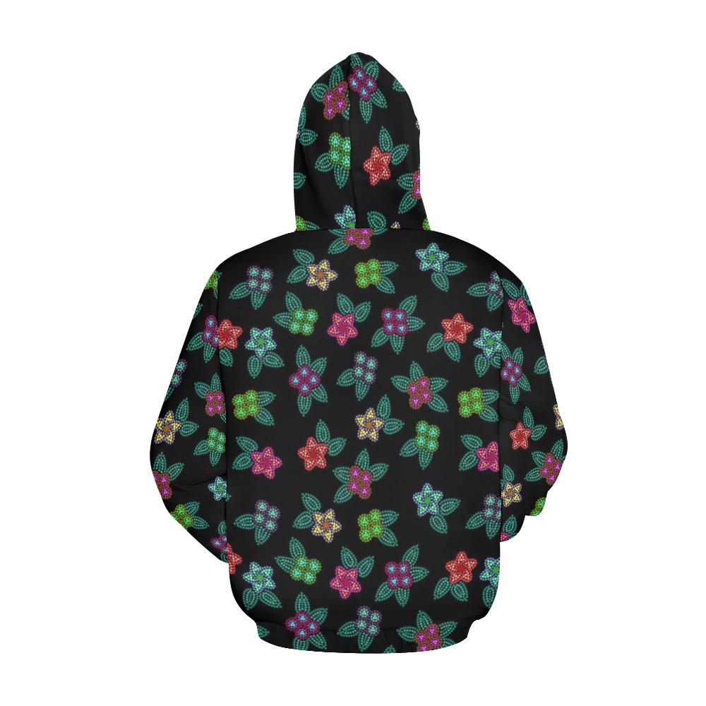 Berry Flowers Black All Over Print Hoodie for Women (USA Size) (Model H13) All Over Print Hoodie for Women (H13) e-joyer 