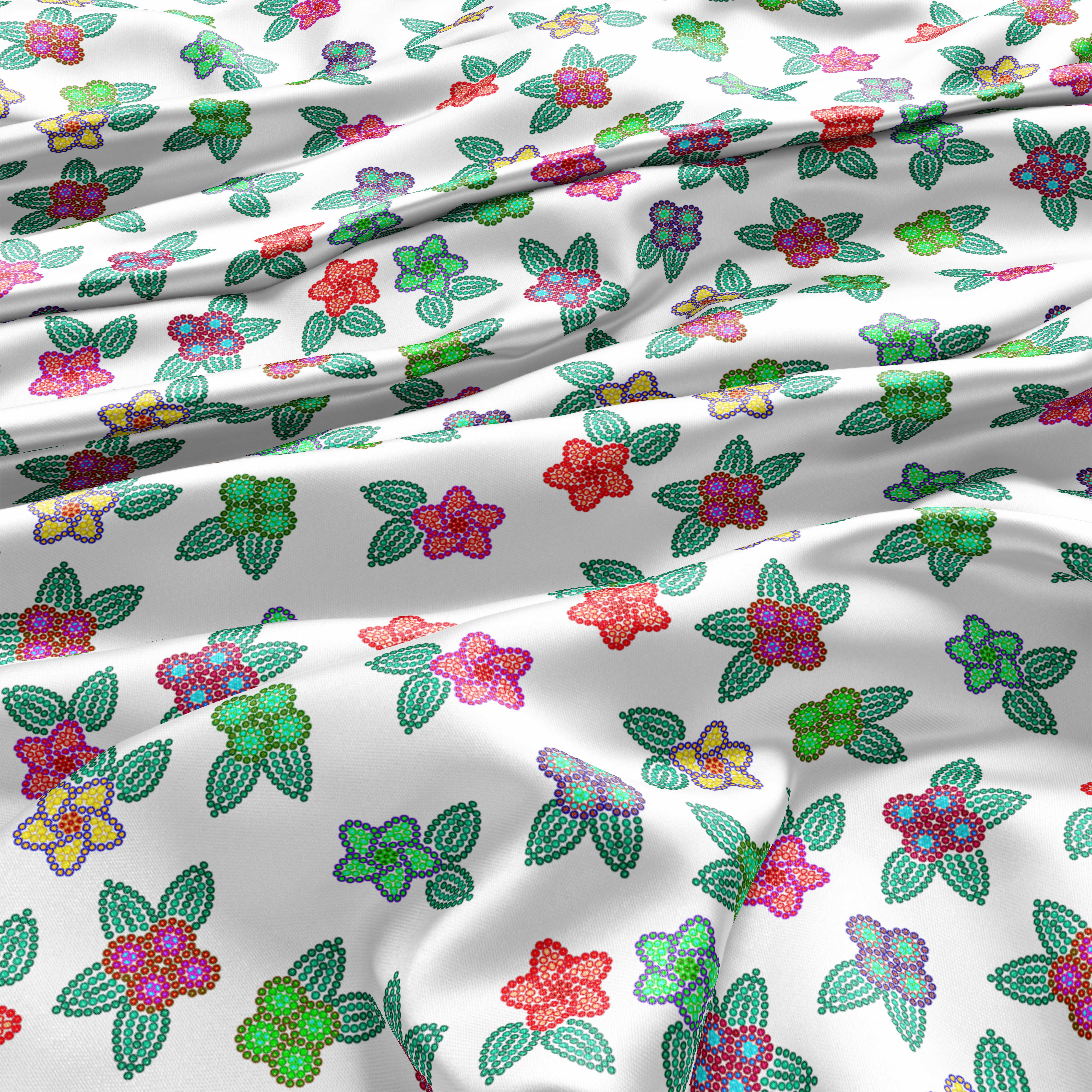 Berry Flowers White Satin Fabric 49DzineStore 