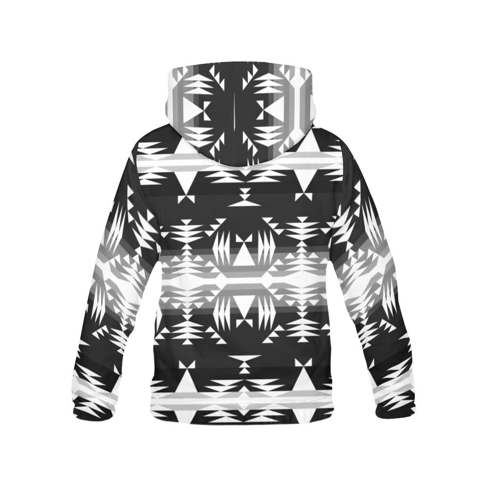 Between the Mountains Black and White All Over Print Hoodie for Men (USA Size) (Model H13) All Over Print Hoodie for Men (H13) e-joyer 