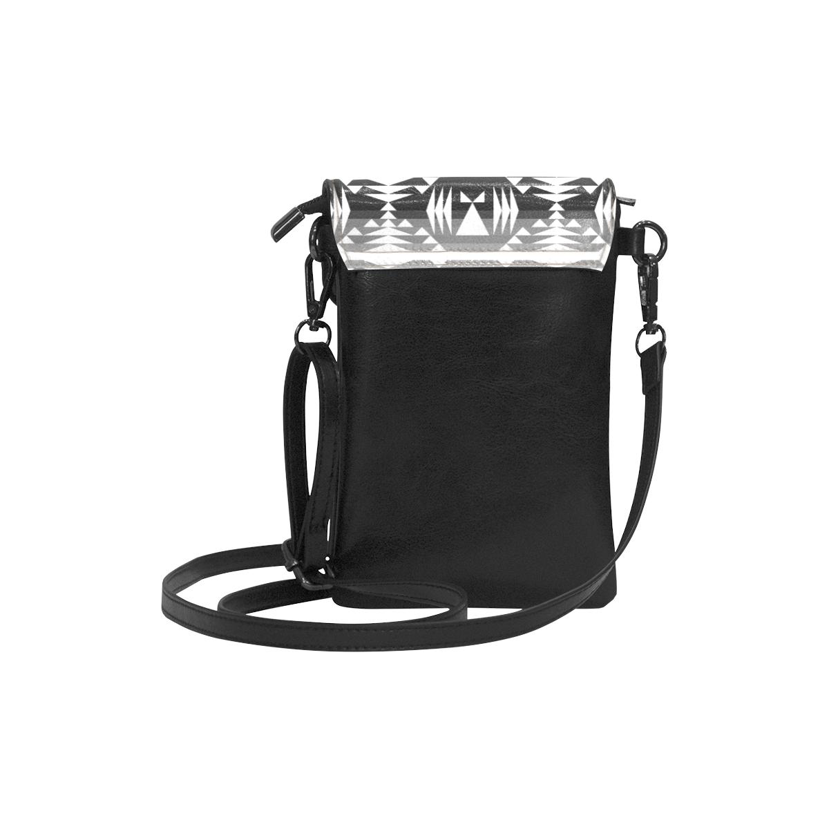 Between the Mountains Black and White Small Cell Phone Purse (Model 1711) Small Cell Phone Purse (1711) e-joyer 