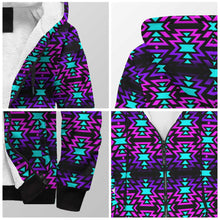 Load image into Gallery viewer, Black Fire Winter Sunset Sherpa Hoodie
