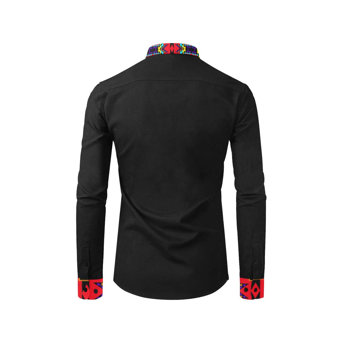 Blanket Strip Black III Men's All Over Print Casual Dress Shirt (Model T61) Men's Dress Shirt (T61) e-joyer 