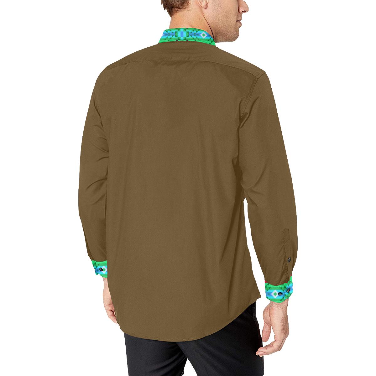 Blanket Strip Earth Men's All Over Print Casual Dress Shirt (Model T61) Men's Dress Shirt (T61) e-joyer 