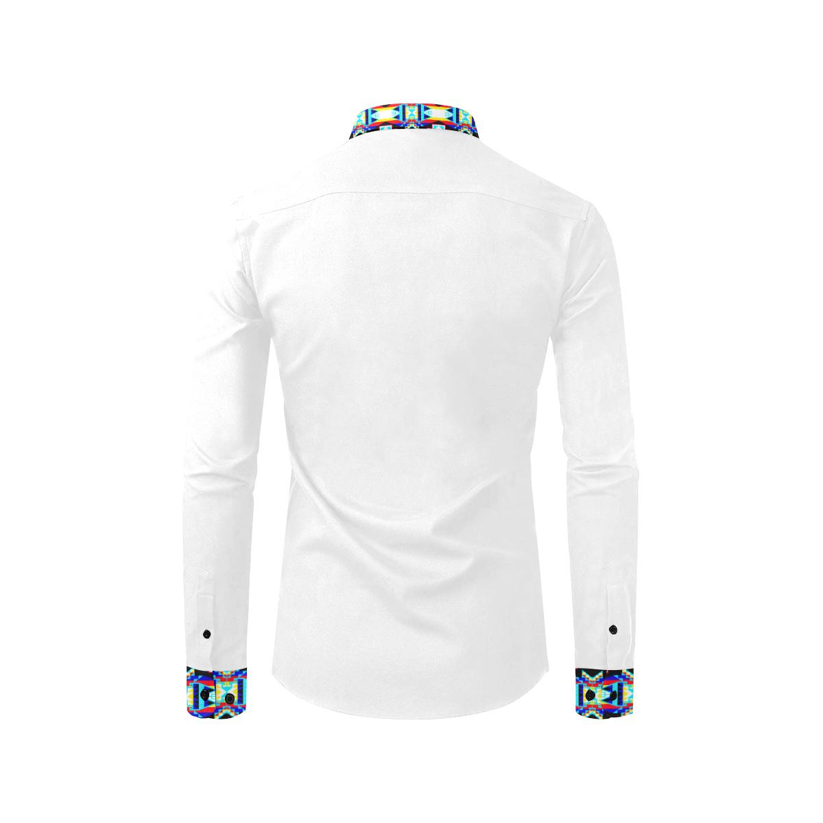 Blanket Strip White II Men's All Over Print Casual Dress Shirt (Model T61) Men's Dress Shirt (T61) e-joyer 