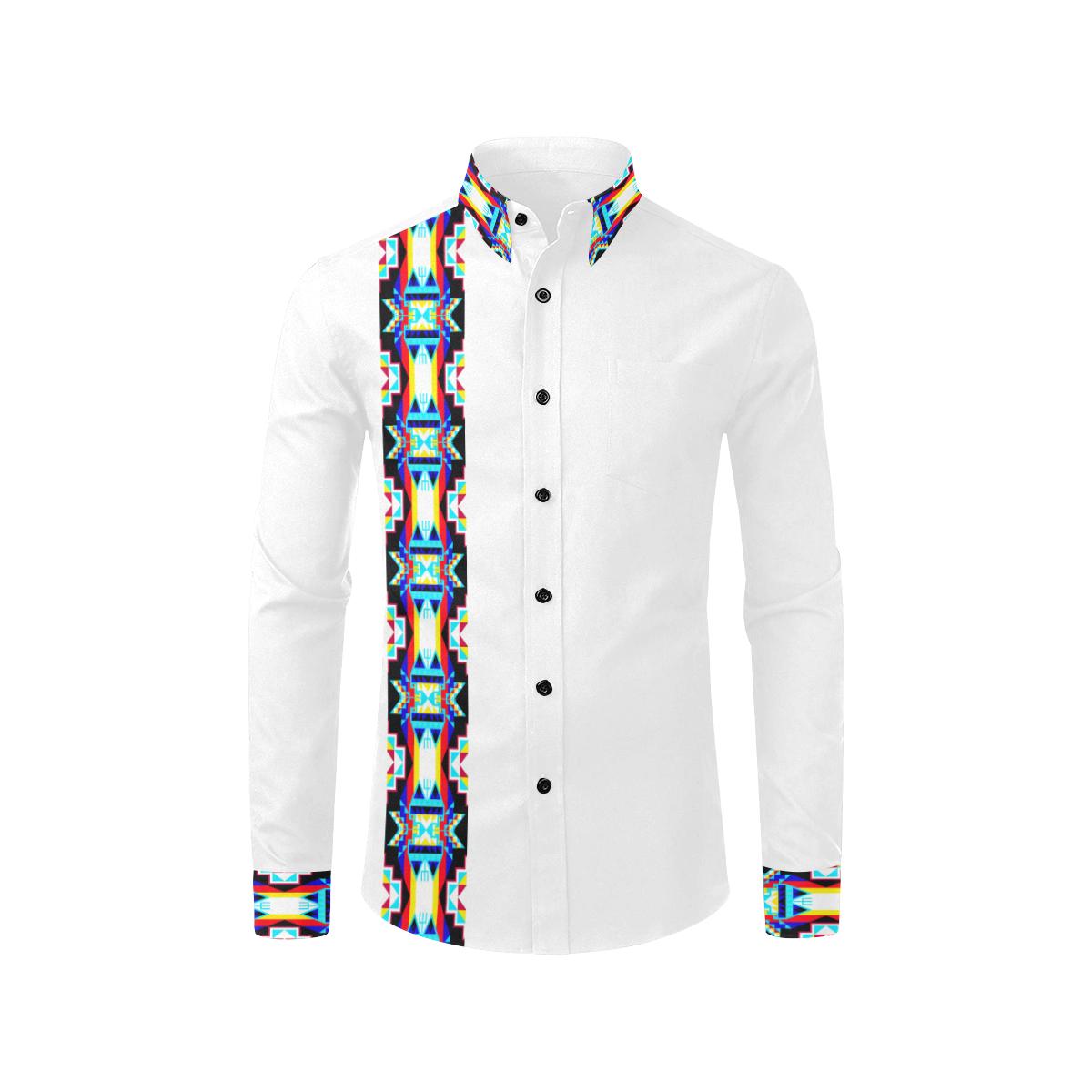 Blanket Strip White II Men's All Over Print Casual Dress Shirt (Model T61) Men's Dress Shirt (T61) e-joyer 
