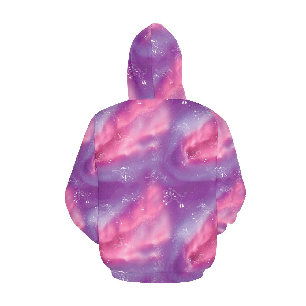 Animal Ancestors 7 Aurora Gases Pink and Purple All Over Print Hoodie for Women