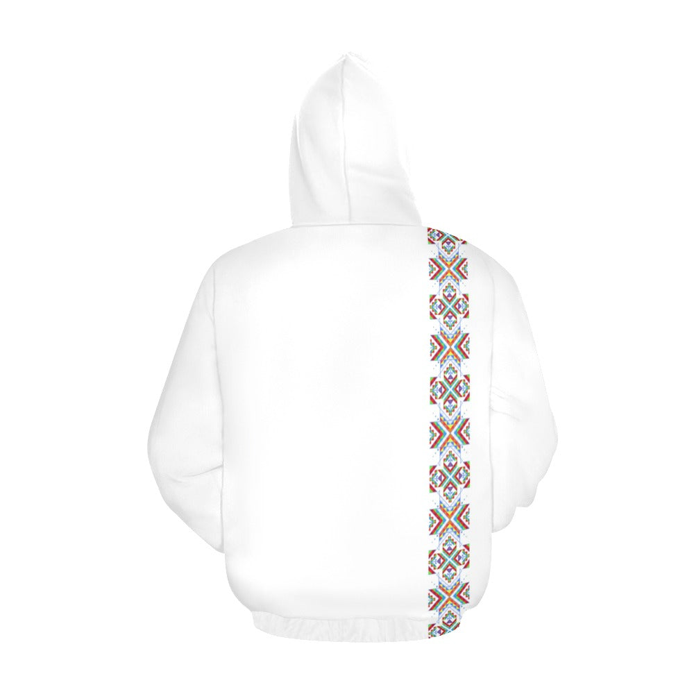 White Blanket Strip on White Hoodie for Men