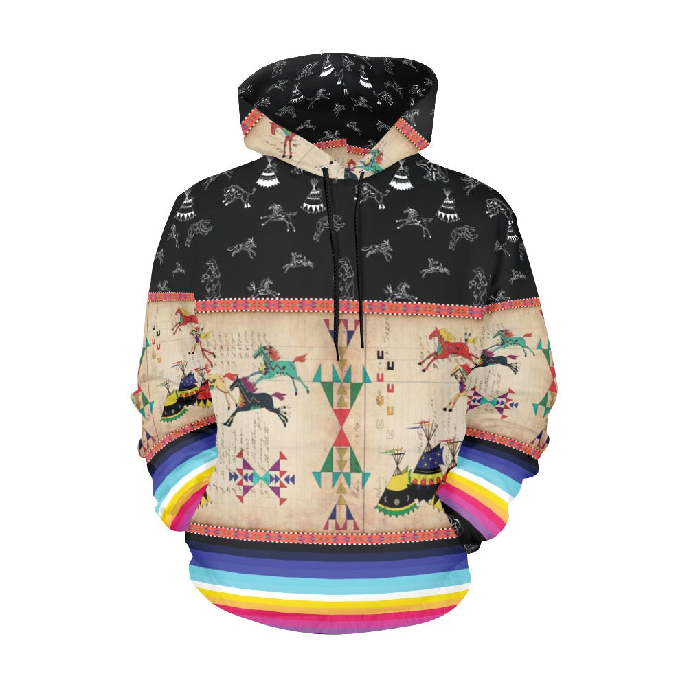 Horses Running Black Sky Hoodie