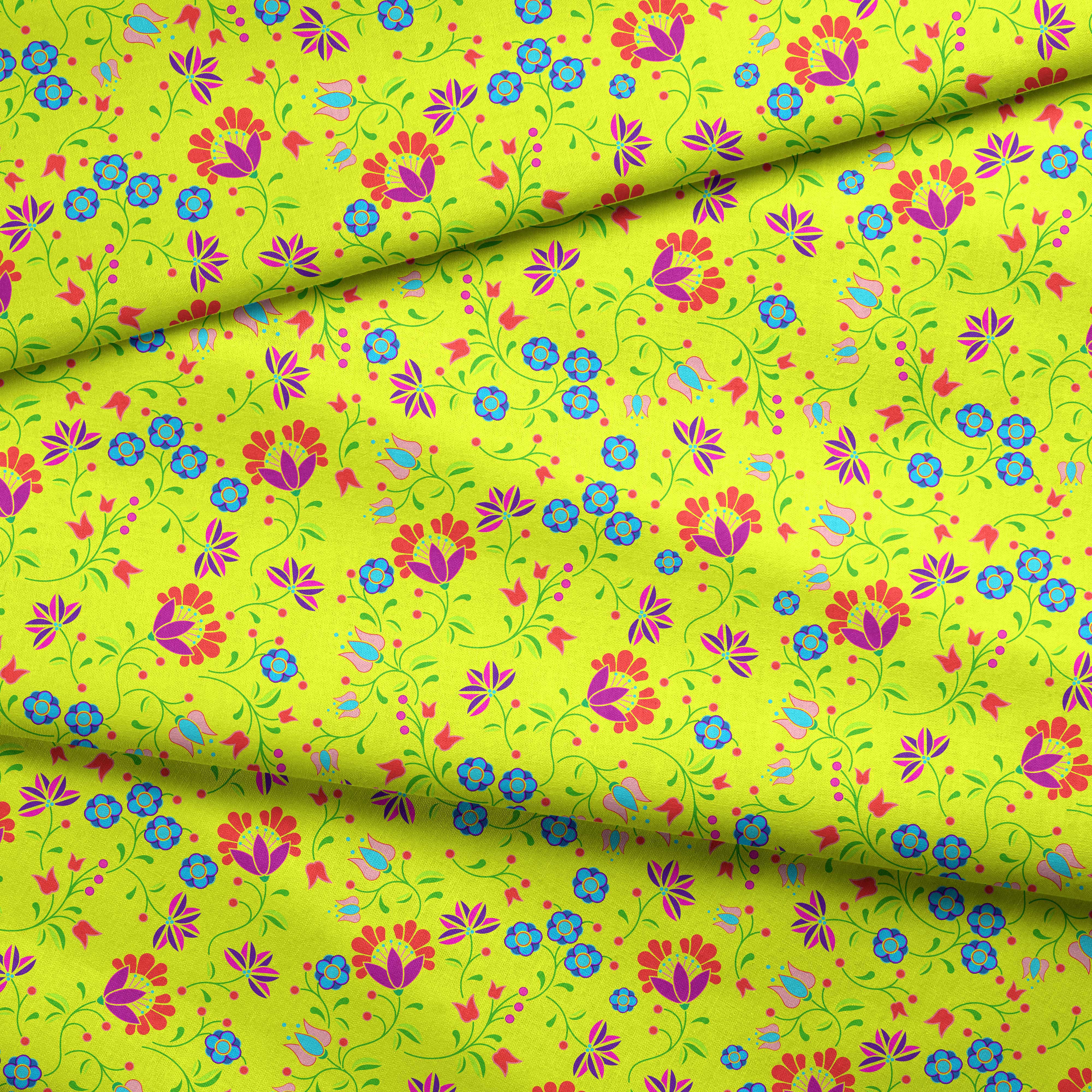 Fleur Indigine Mais Cotton Poplin Fabric By the Yard Fabric NBprintex 