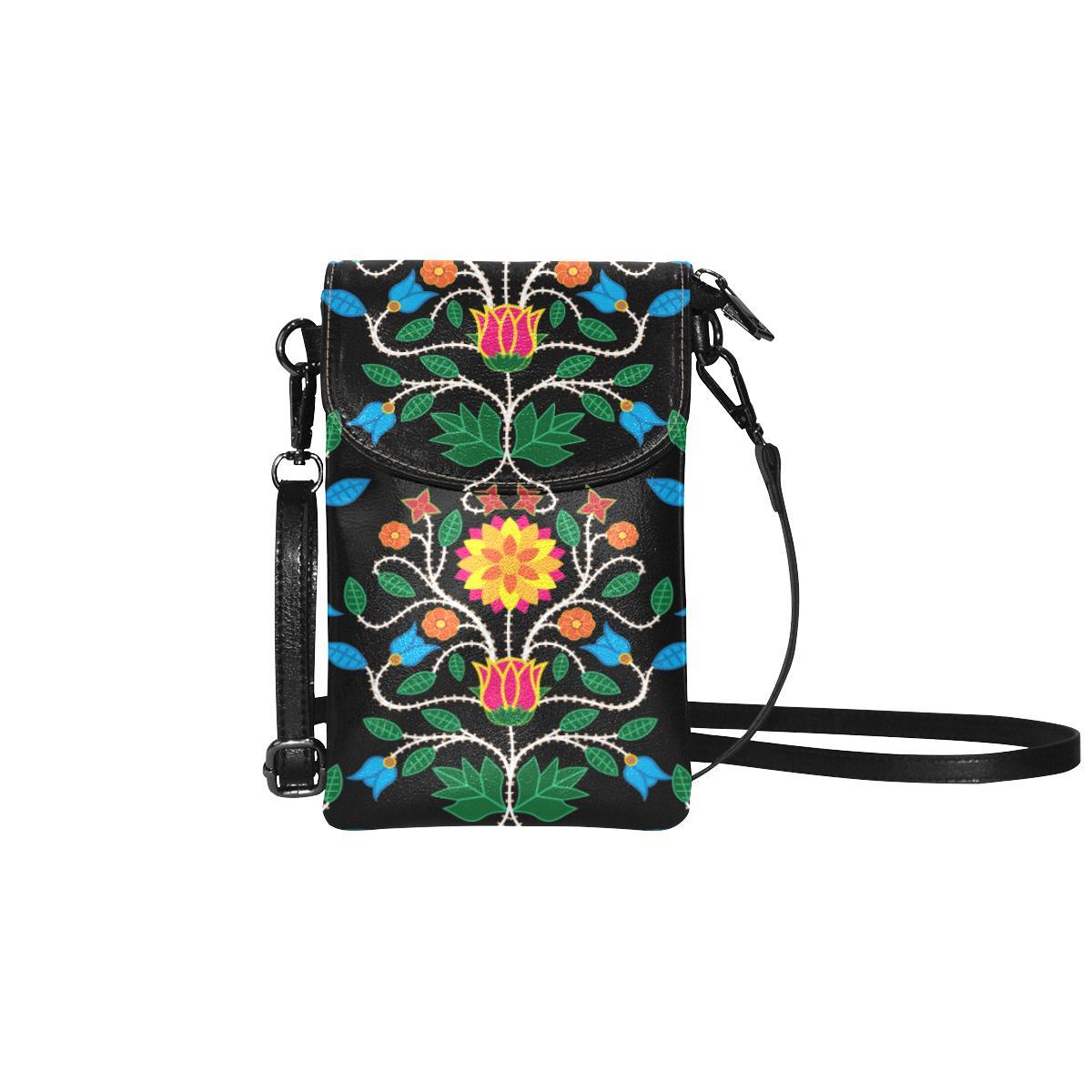 Floral Beadwork Four Clans Small Cell Phone Purse (Model 1711) Small Cell Phone Purse (1711) e-joyer 