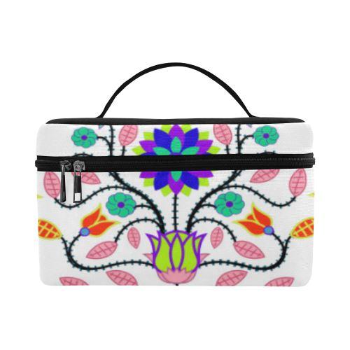 Floral Beadwork Four Clans White Cosmetic Bag/Large (Model 1658) Cosmetic Bag e-joyer 