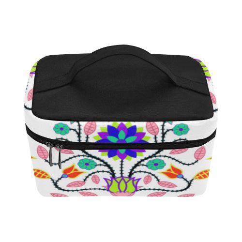 Floral Beadwork Four Clans White Cosmetic Bag/Large (Model 1658) Cosmetic Bag e-joyer 