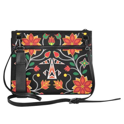 Floral Beadwork Six Bands Slim Clutch Bag (Model 1668) Slim Clutch Bags (1668) e-joyer 