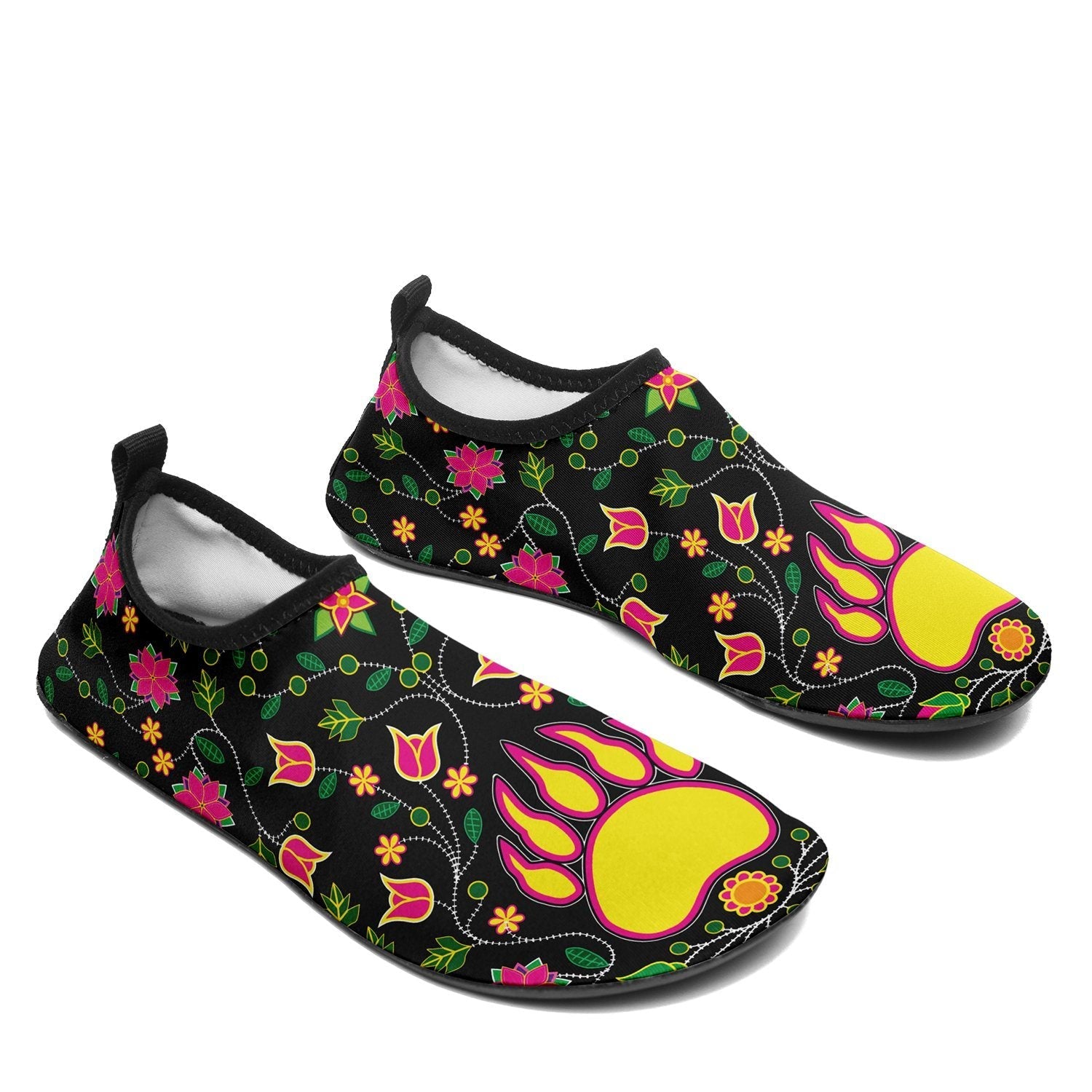 Floral Bearpaw Pink and Yellow Sockamoccs Slip On Shoes Herman 