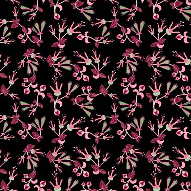 Floral Green Black Cotton Poplin Fabric By the Yard Fabric NBprintex 
