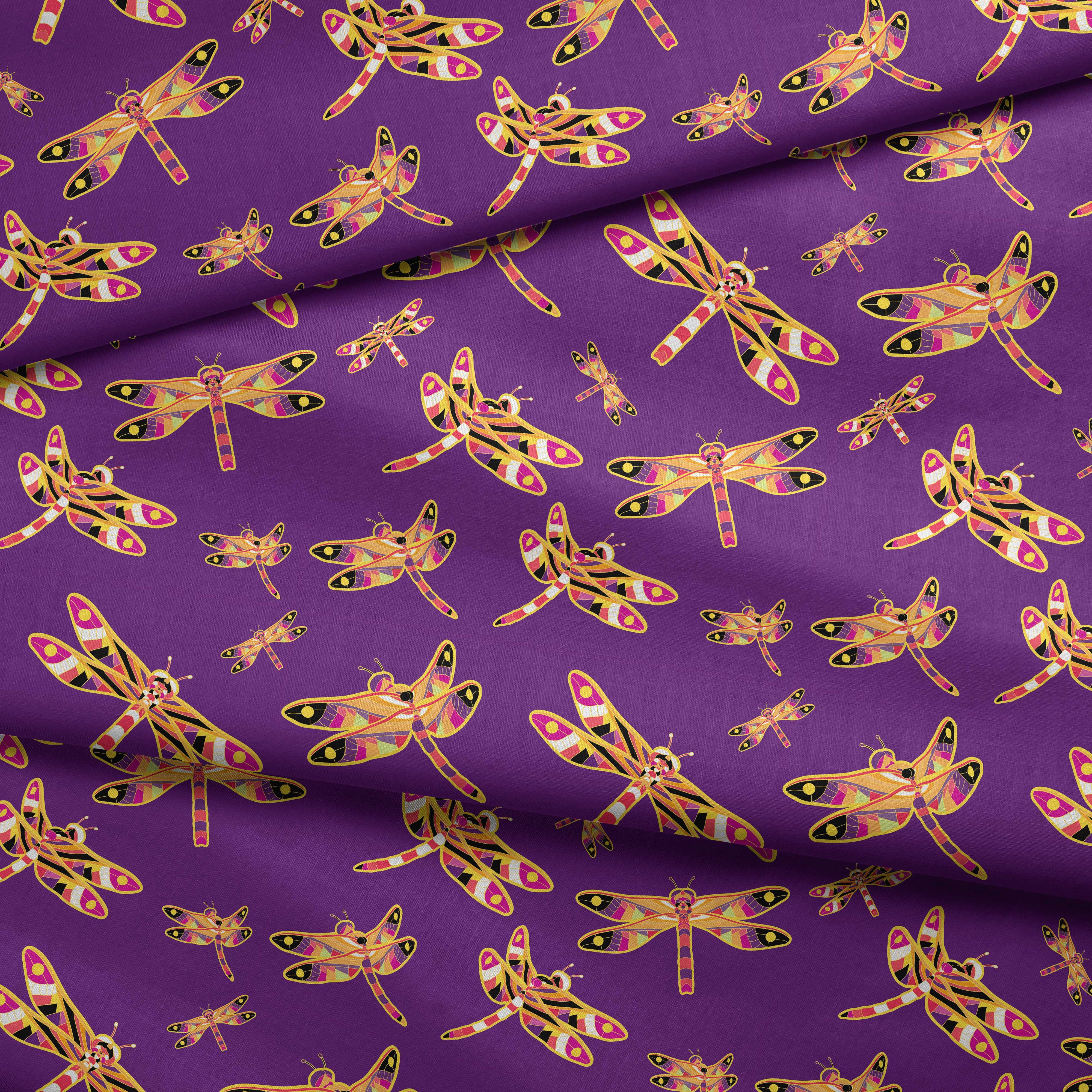Gathering Yellow Purple Cotton Poplin Fabric By the Yard Fabric NBprintex 