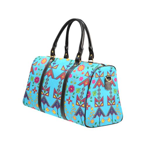 Geometric Floral Spring-Sky Blue New Waterproof Travel Bag/Large (Model 1639) Waterproof Travel Bags (1639) e-joyer 