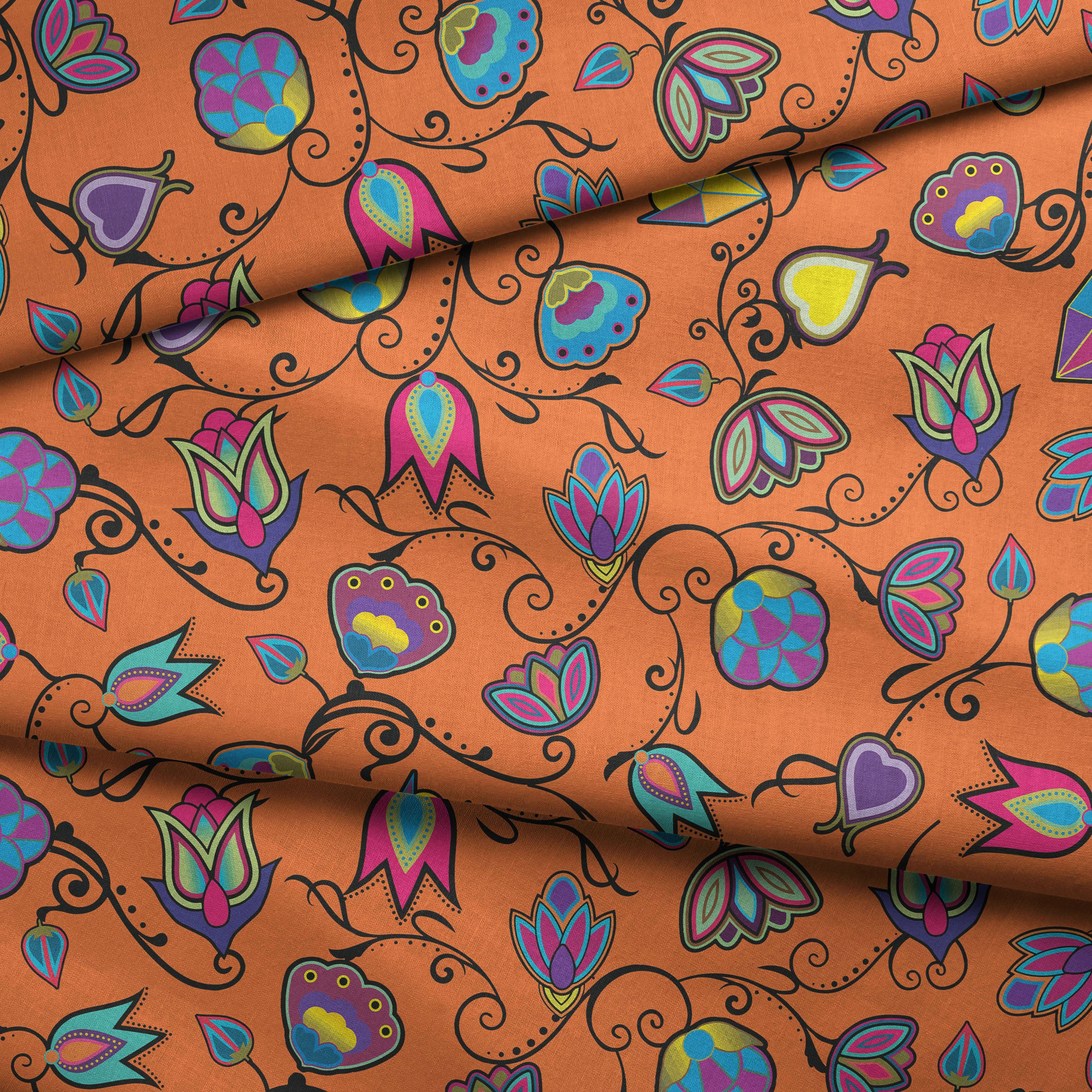 Indigenous Paisley Orange Fabric by the Yard 49 Dzine 