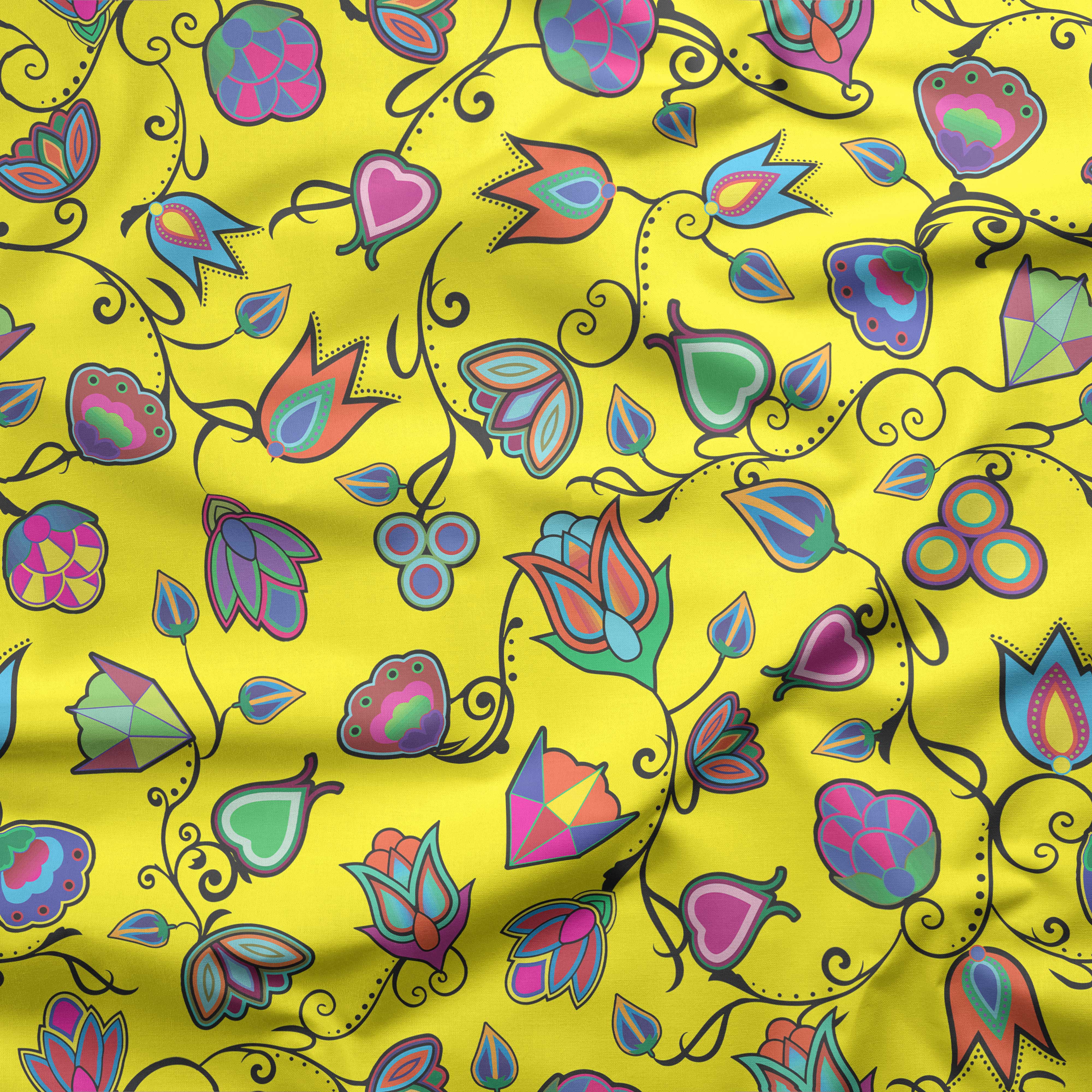 Indigenous Paisley Yellow Fabric by the Yard 49 Dzine 