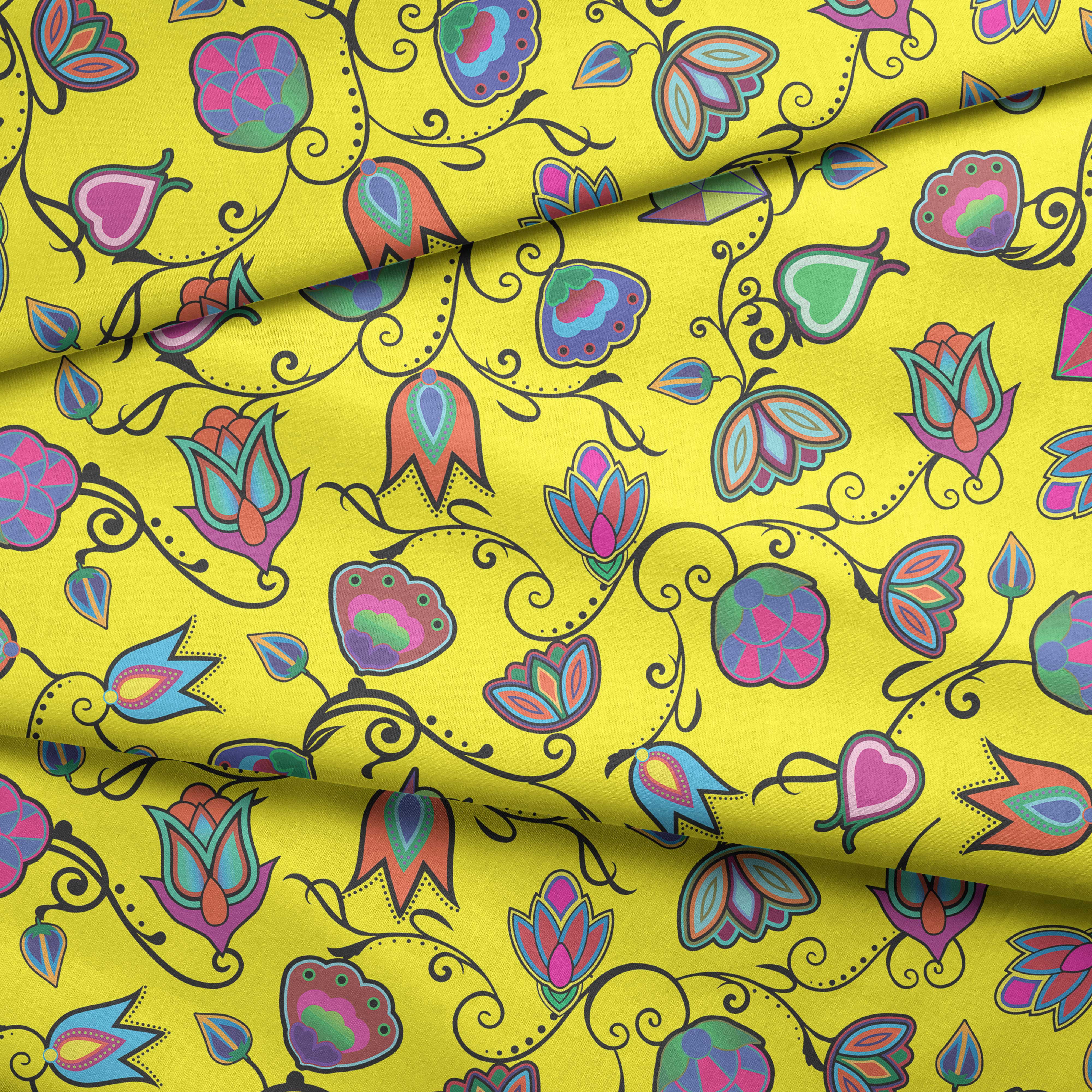 Indigenous Paisley Yellow Fabric by the Yard 49 Dzine 