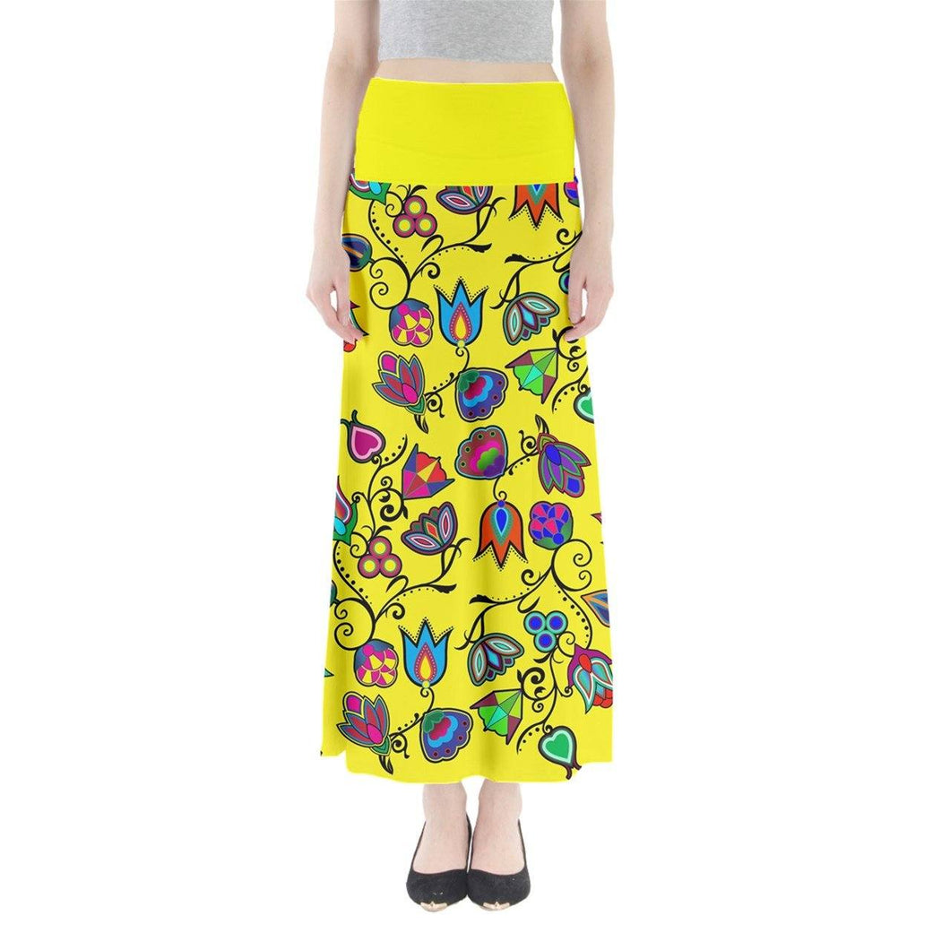 Indigenous Paisley Yellow Full Length Maxi Skirt skirts 49 Dzine 