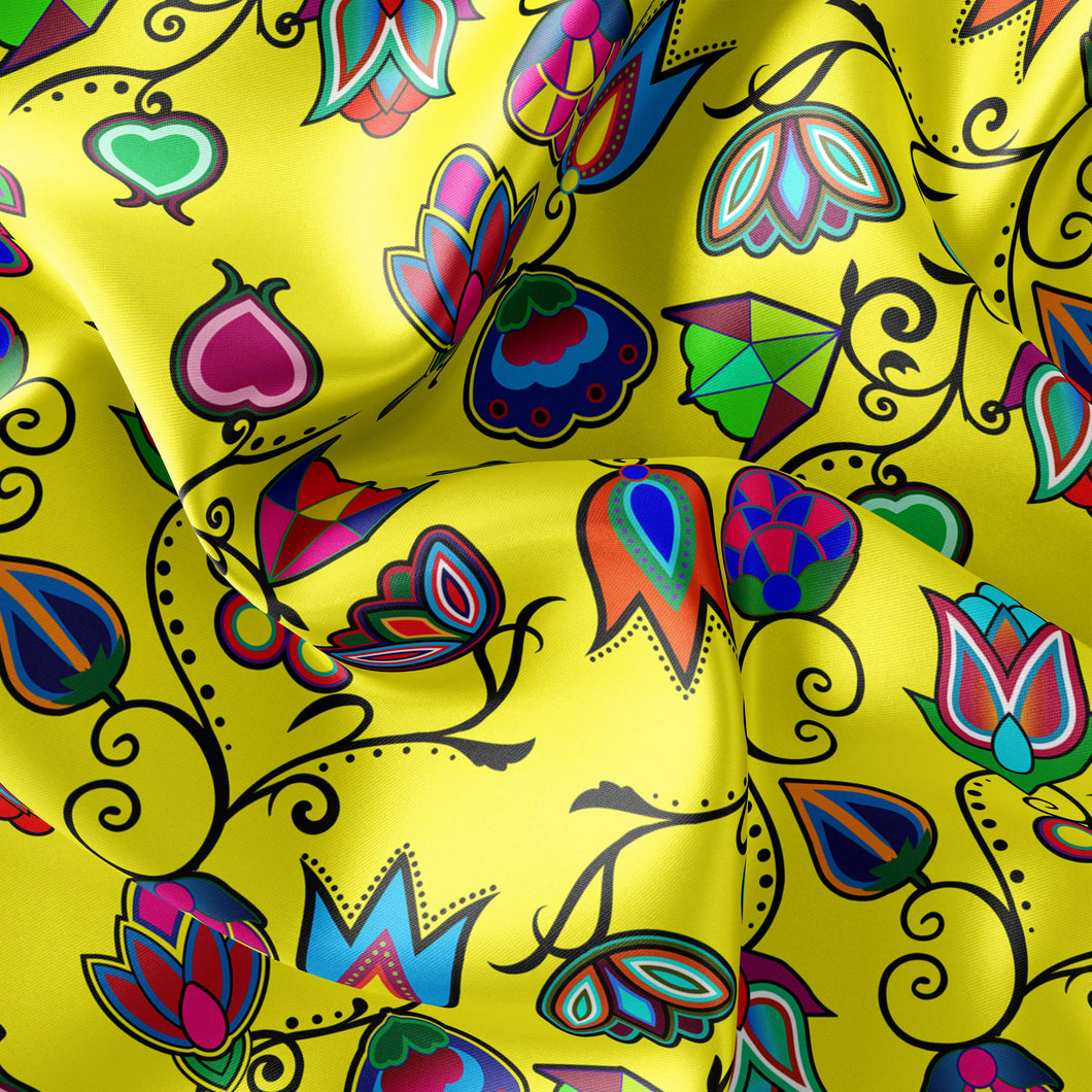 Indigenous Paisley - Yellow Satin Fabric 49DzineStore 