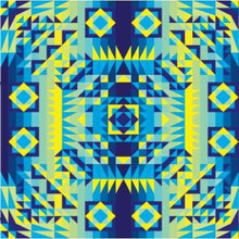 Load image into Gallery viewer, Kaleidoscope Jaune Bleu Cotton Poplin Fabric By the Yard Fabric NBprintex 

