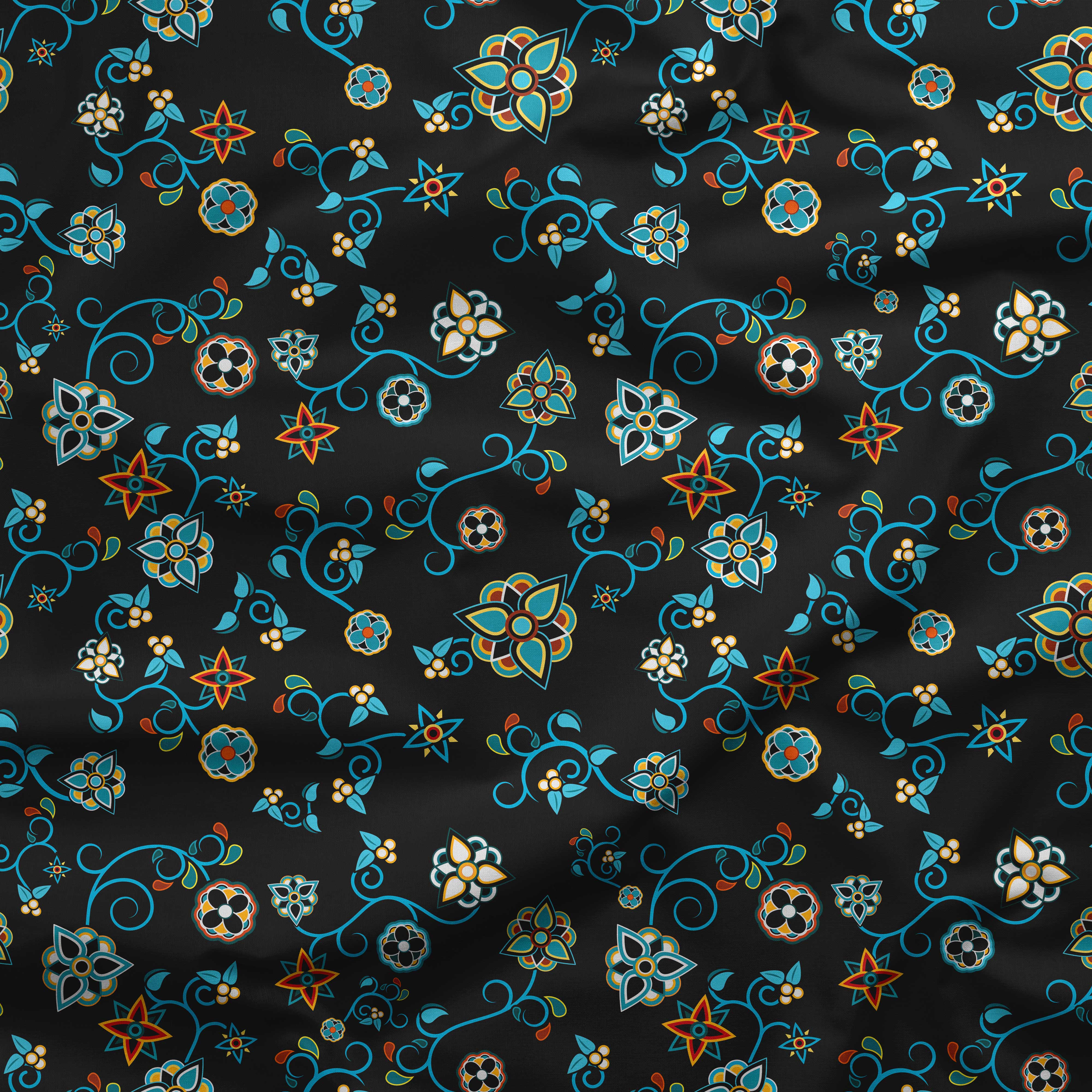 Ocean Bloom Cotton Poplin Fabric By the Yard Fabric NBprintex 