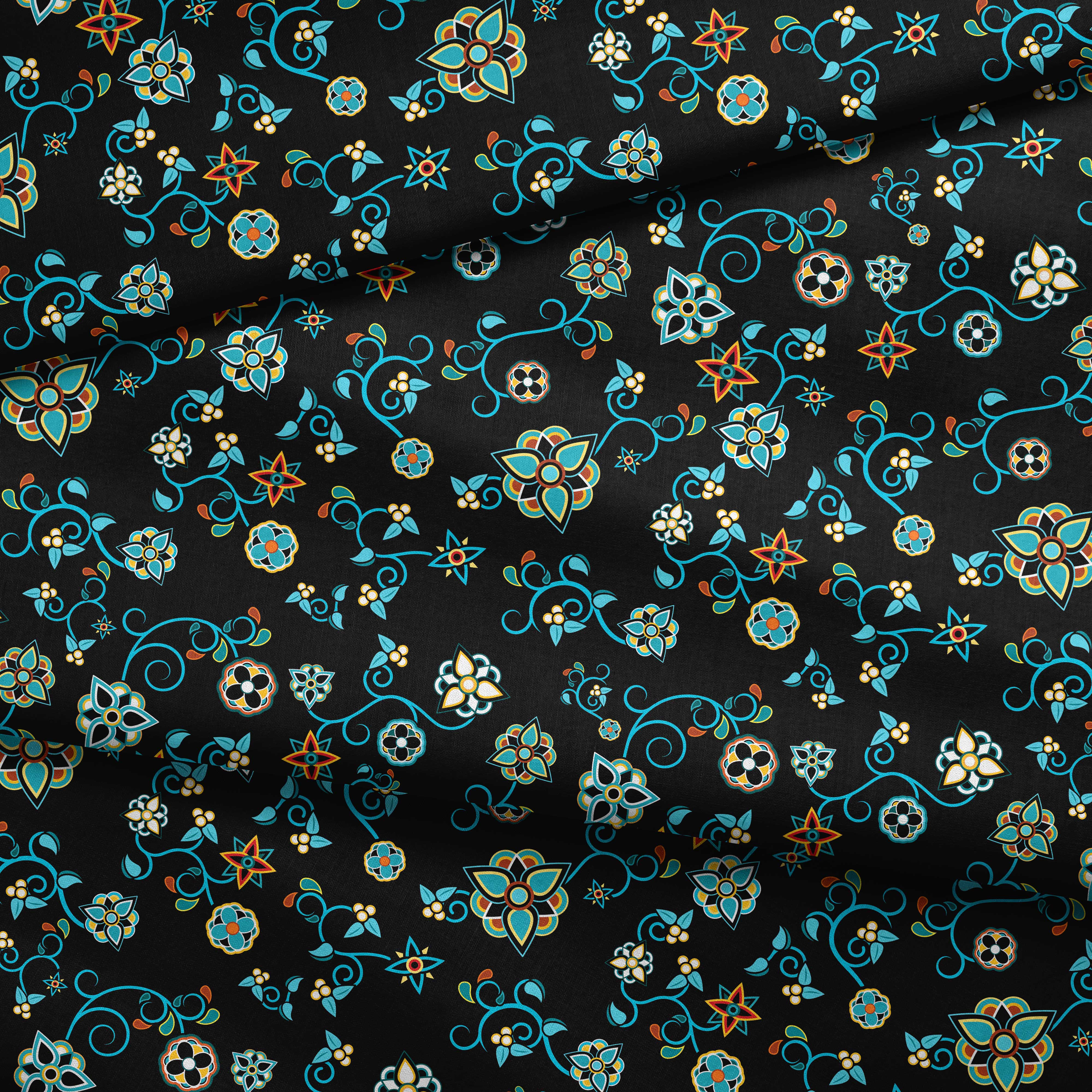 Ocean Bloom Cotton Poplin Fabric By the Yard Fabric NBprintex 