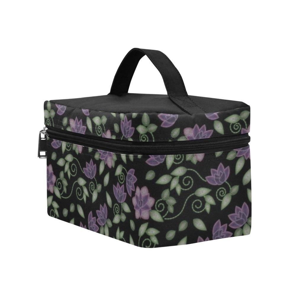 Purple Beaded Rose Cosmetic Bag/Large (Model 1658) Cosmetic Bag e-joyer 