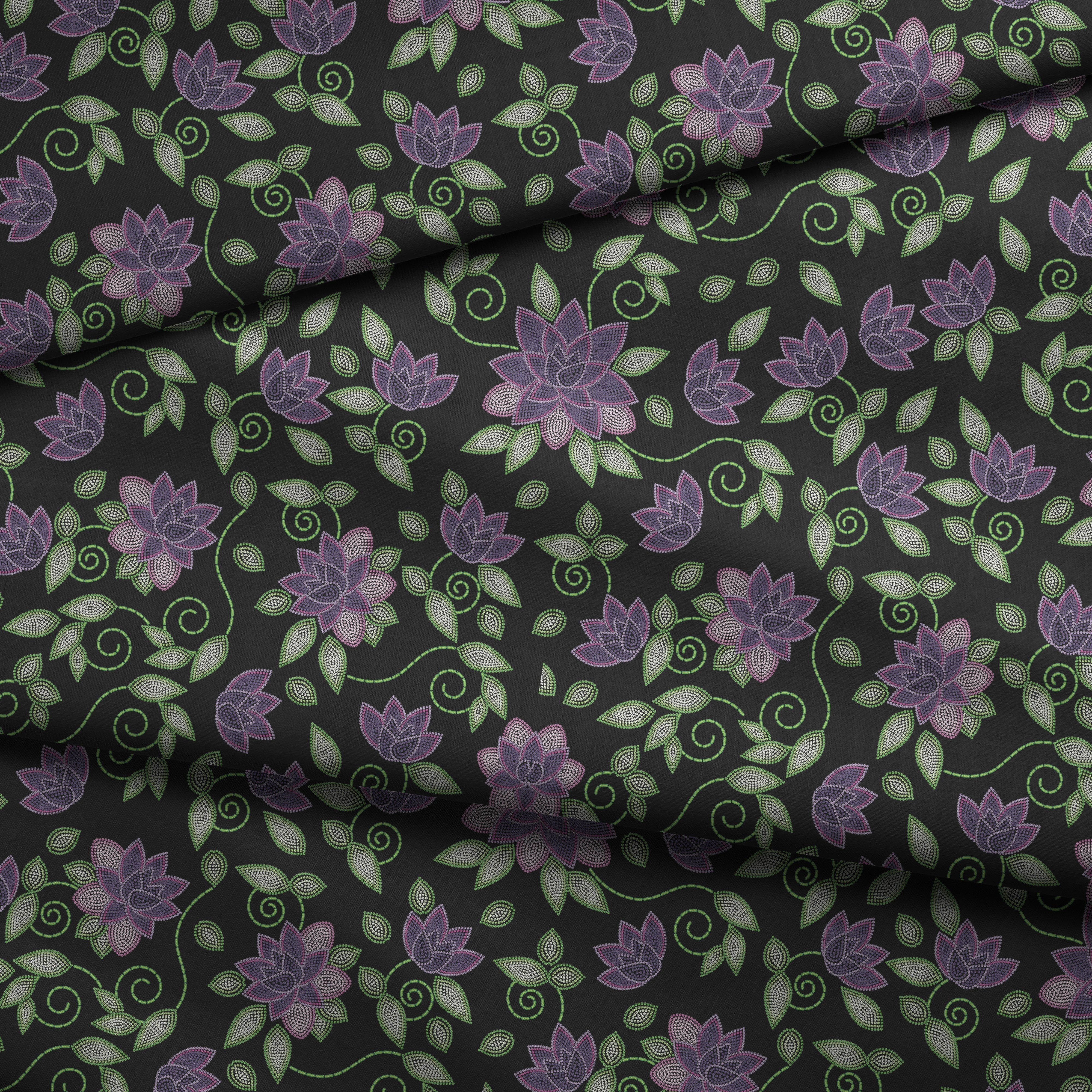 Purple Beaded Rose Cotton Poplin Fabric By the Yard Fabric NBprintex 