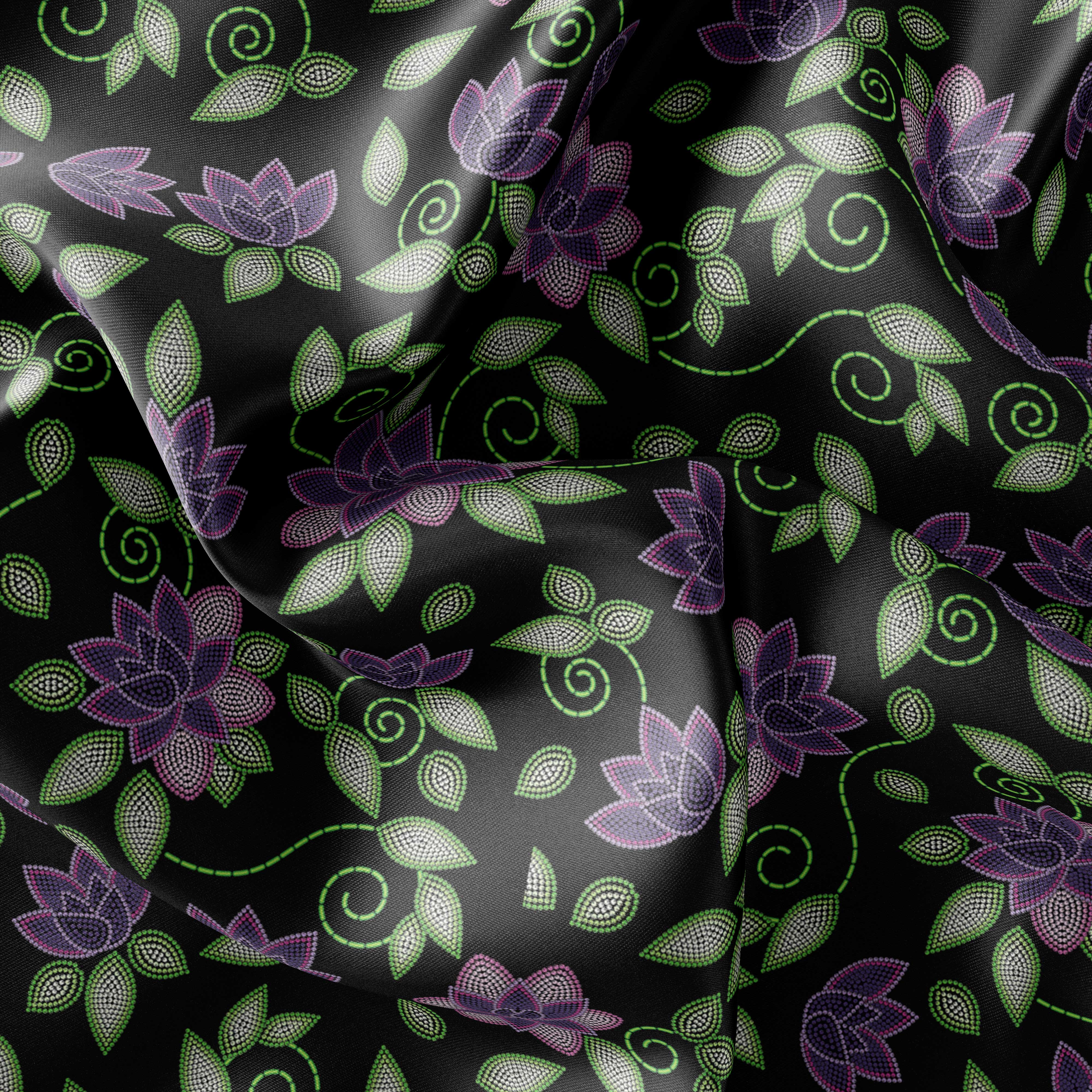 Purple Beaded Rose Satin Fabric 49DzineStore 