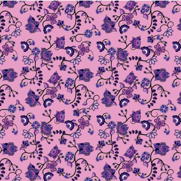 Purple Floral Amour Cotton Poplin Fabric By the Yard Fabric NBprintex 
