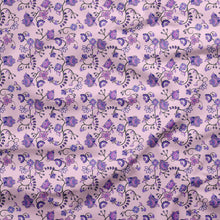 Load image into Gallery viewer, Purple Floral Amour Cotton Poplin Fabric By the Yard Fabric NBprintex 
