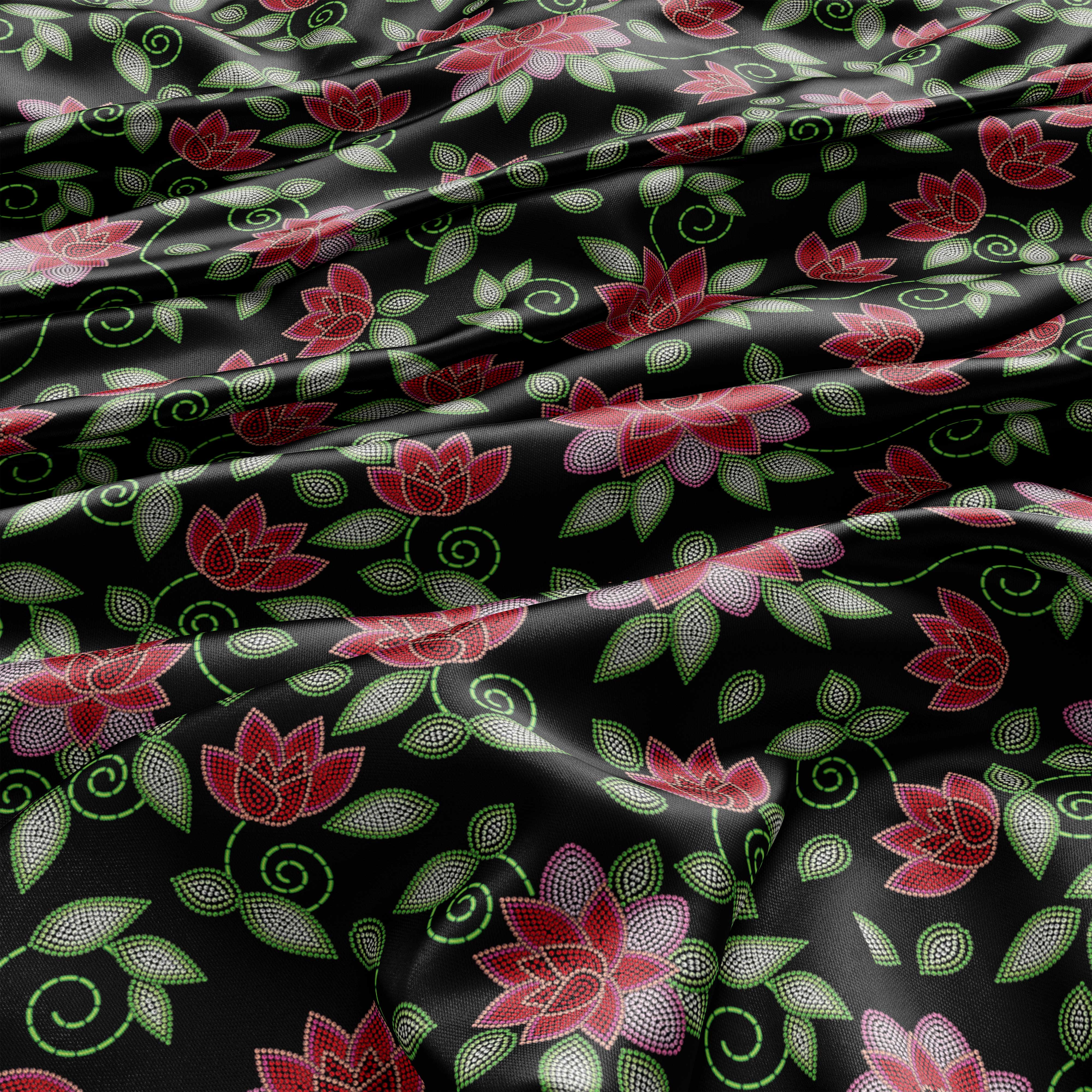 Red Beaded Rose Satin Fabric 49DzineStore 