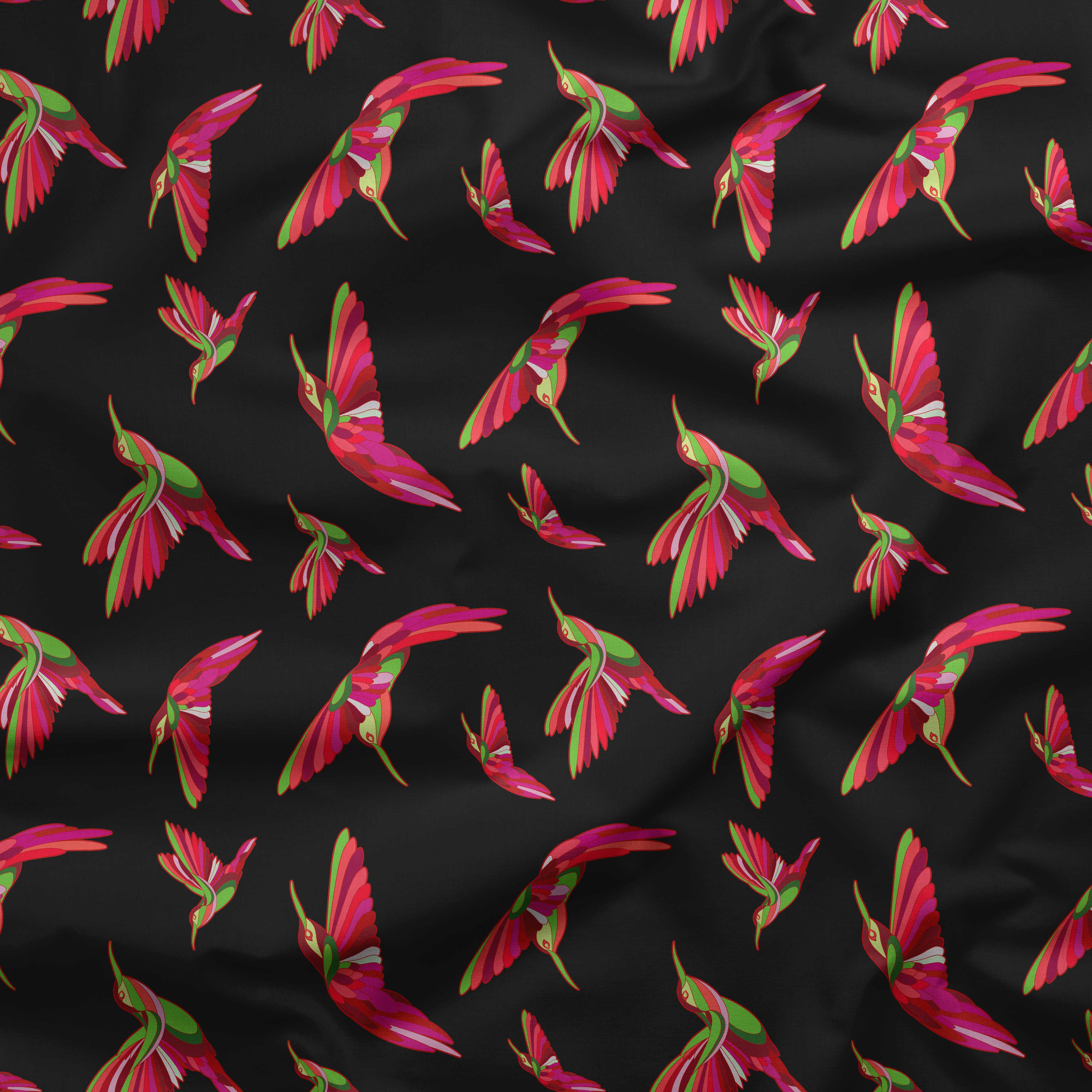 Red Swift Colourful Black Cotton Poplin Fabric By the Yard Fabric NBprintex 