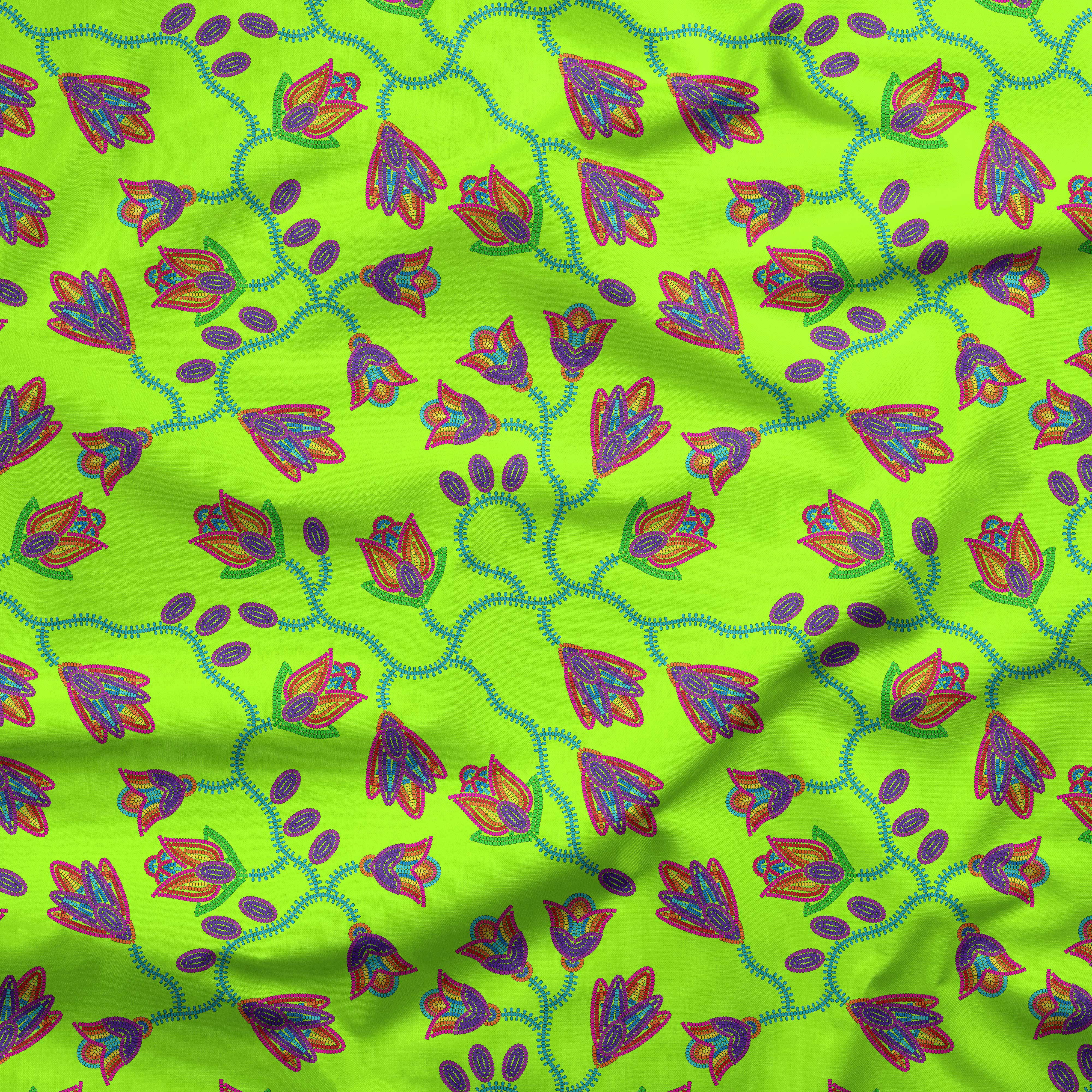 Spring Blossoms Neon Green Cotton Poplin Fabric By the Yard Fabric NBprintex 