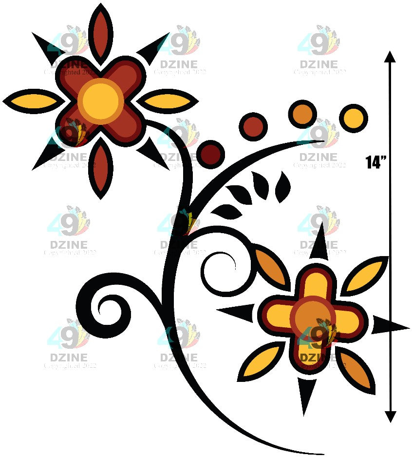 14-inch Sun Flower Vine Transfer