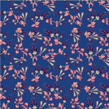 Load image into Gallery viewer, Swift Floral Peach Blue Cotton Poplin Fabric By the Yard Fabric NBprintex 
