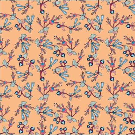 Swift Floral Peach Cotton Poplin Fabric By the Yard Fabric NBprintex 