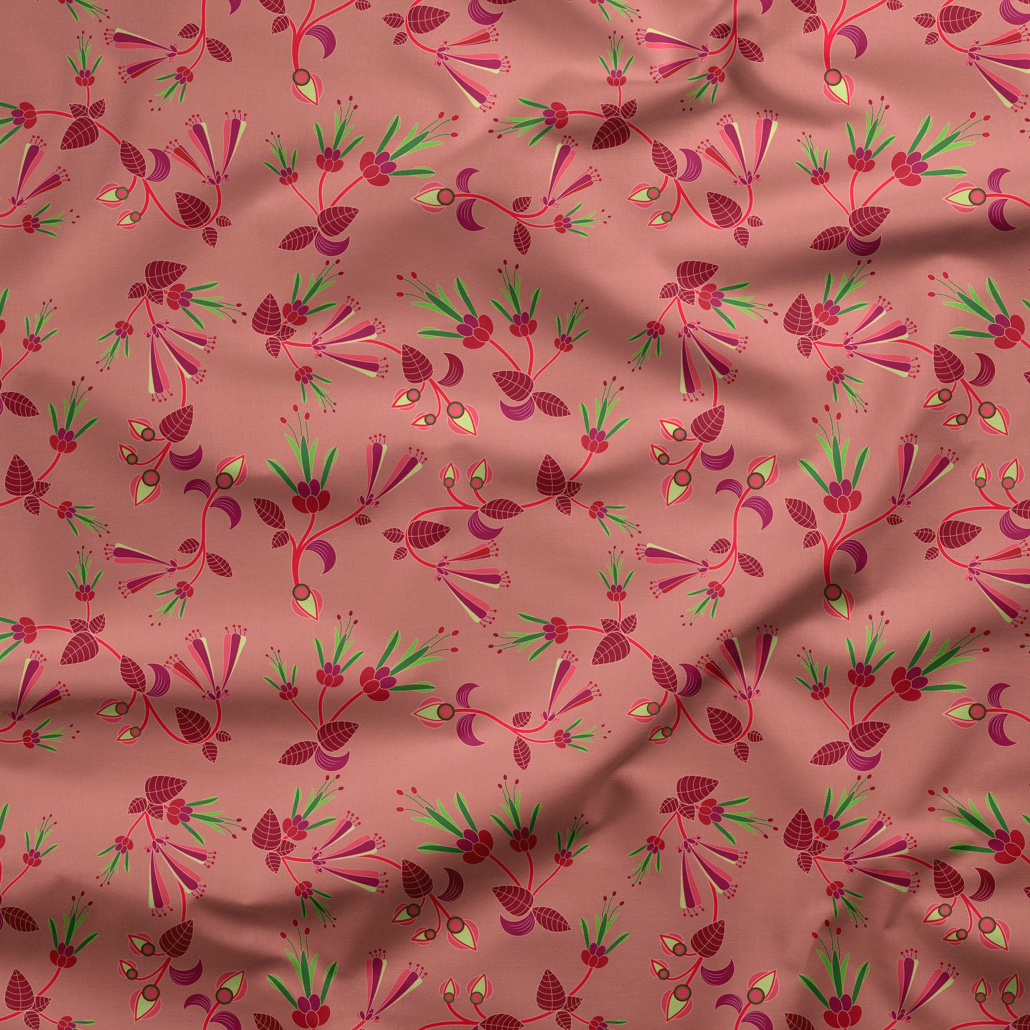 Swift Floral Peach Rouge Remix Cotton Poplin Fabric By the Yard Fabric NBprintex 
