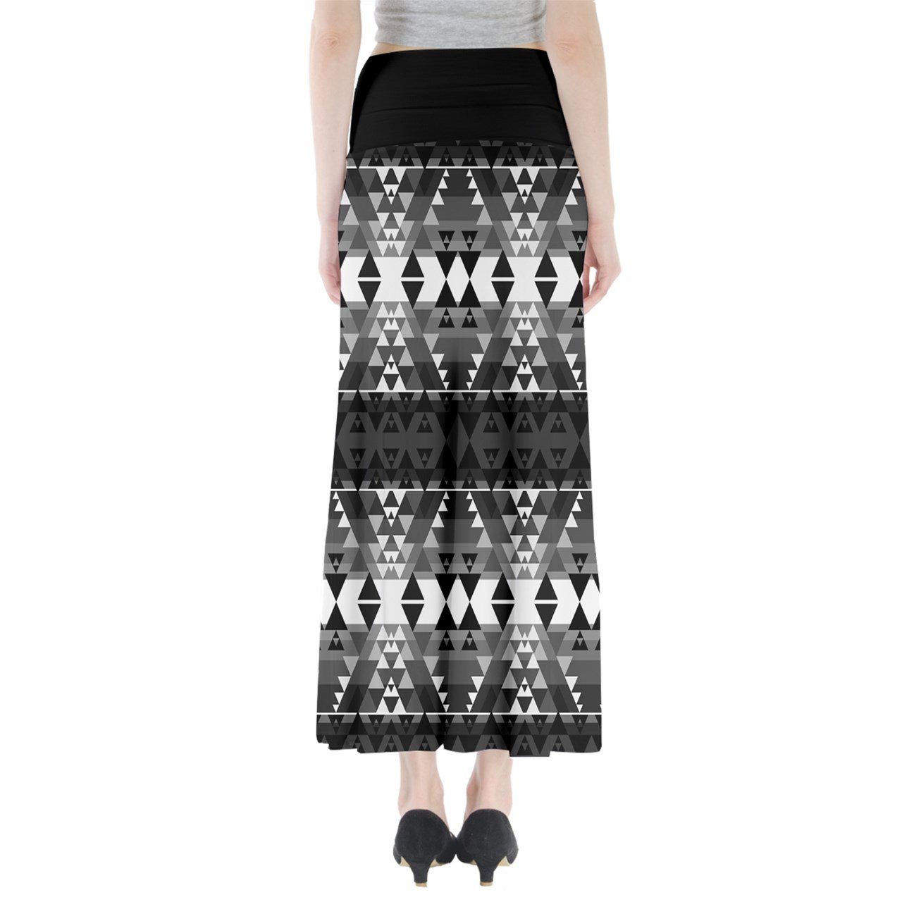 Writing on Stone Black and White Full Length Maxi Skirt skirts 49 Dzine 
